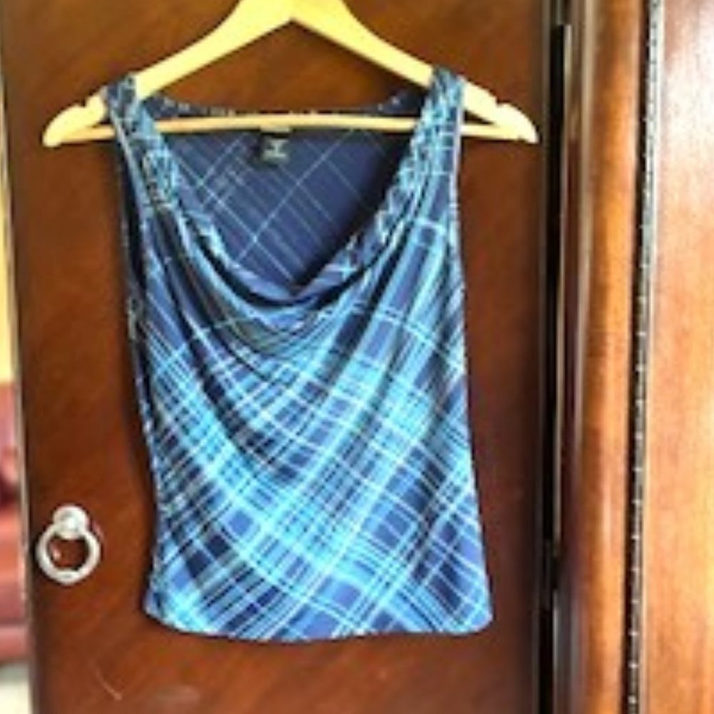 Express Blue Sleeveless Cowl-Neck Top, Size Small